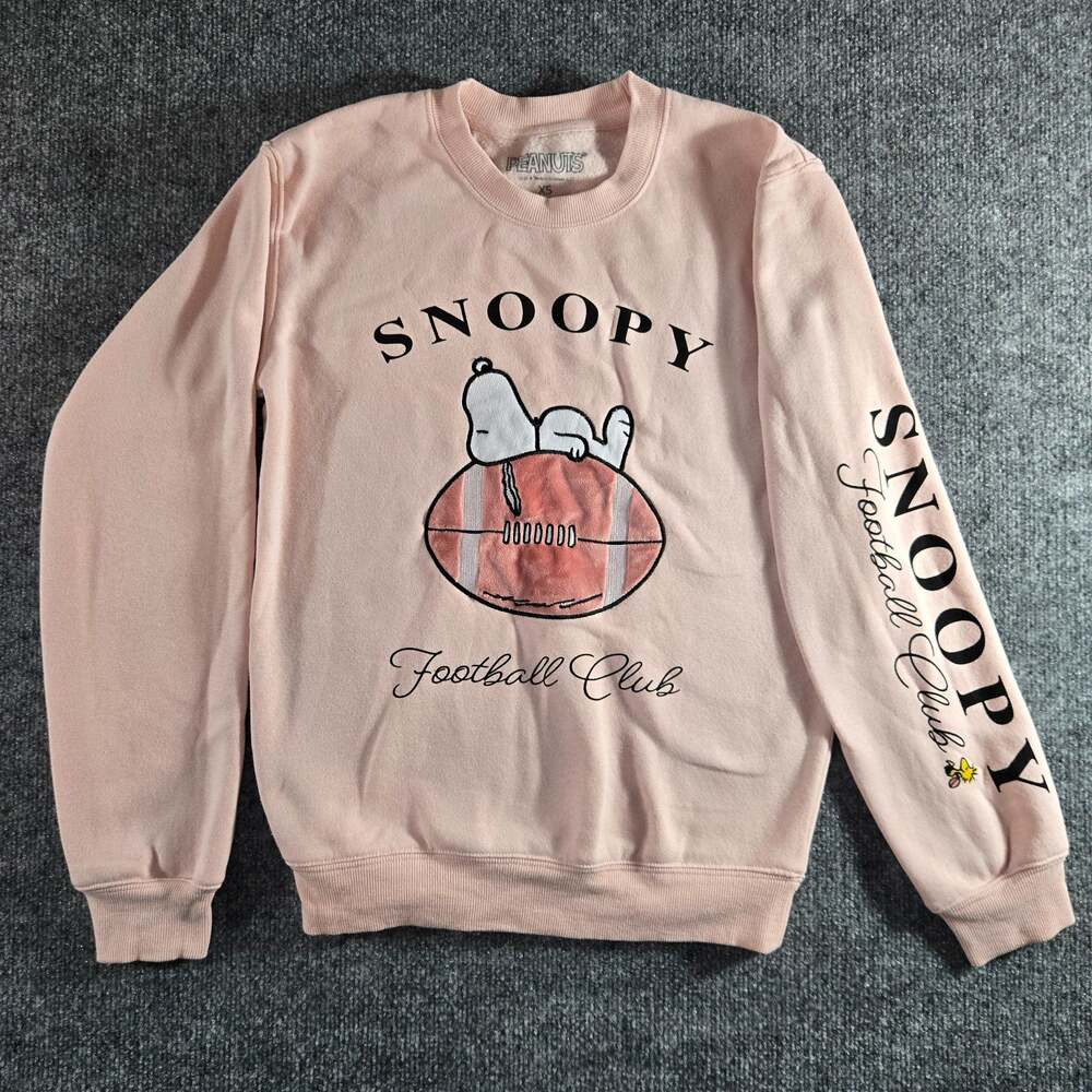 Peanuts Snoopy Football Club Sweater Unisex Adult XS Pullover Cartoon Knit Top